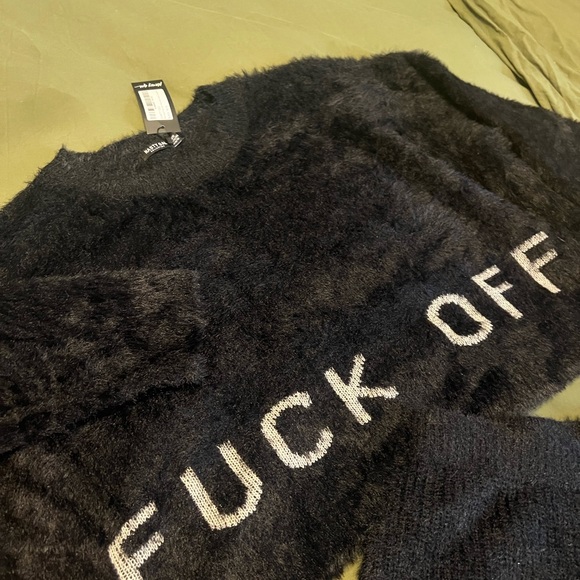 Nasty Gal Black Cropped F*ck Off Sweater Set - Picture 3 of 6